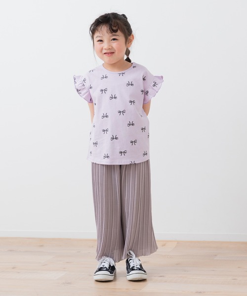 chil2(チルツー)の「綿100% 総柄肩フリルTシャツ(Tシャツ/カットソー・キッズ・ミント/チャコールグレー/スモークピンク/ホワイト/ラベンダー・100cm/90cm/80cm/110cm/140cm/130cm/120cm)」の21枚目の写真