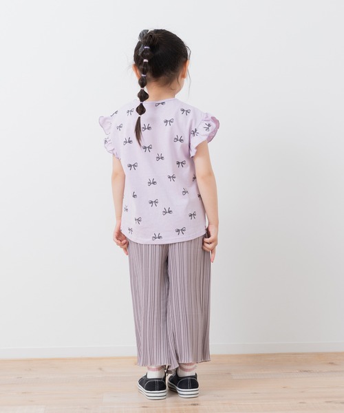 chil2(チルツー)の「綿100% 総柄肩フリルTシャツ(Tシャツ/カットソー・キッズ・ミント/チャコールグレー/スモークピンク/ホワイト/ラベンダー・100cm/90cm/80cm/110cm/140cm/130cm/120cm)」の22枚目の写真