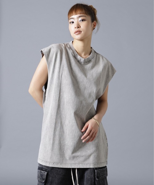 DANKE SCHON（ダンケシェーン）の「【WEB&DEPOT限定】DankeSchon/ダンケシェーン/CHEMICAL NOSLEEVES（Tシャツ/カットソー・レディース・グレー/ブラック・M/L/S）」の2枚目の写真