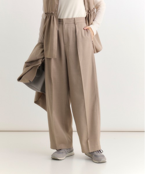 Right-on(ライトオン)の「HONEYSUCKLE ROSE(ハニーサックルローズ)【レディース】タックワイドパンツ(その他パンツ・レディース・ダークグレー/ライトベージュ・M/L/S)」の2枚目の写真