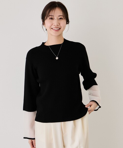 Jayro(ジャイロ)の「袖口シアーリブハイネックニット(ニット/セーター・レディース・グレー/ホワイト系その他/ブラック/ブルー系その他4・M)」の5枚目の写真