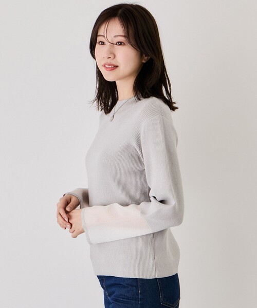 Jayro(ジャイロ)の「袖口シアーリブハイネックニット(ニット/セーター・レディース・グレー/ホワイト系その他/ブラック/ブルー系その他4・M)」の13枚目の写真