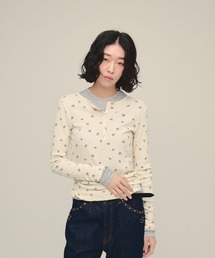 eL | 【eL】Flower Henley Neck Pullover LS/645545(Tシャツ/カットソー)
