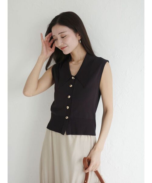 LAGUNAMOON(ラグナムーン)の「ニット×ティアードスカートドッキングワンピース 【夏服】【オフィスカジュアル】(ワンピース・レディース・ブラック/ホワイト・SMALL/MEDIUM)」の5枚目の写真