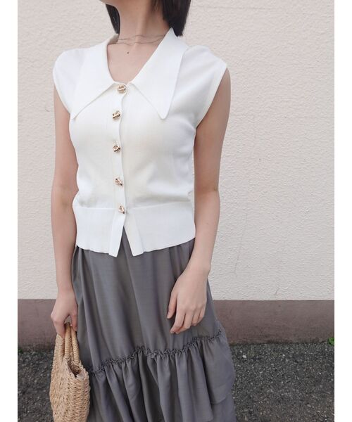 LAGUNAMOON(ラグナムーン)の「ニット×ティアードスカートドッキングワンピース 【夏服】【オフィスカジュアル】(ワンピース・レディース・ブラック/ホワイト・SMALL/MEDIUM)」の10枚目の写真