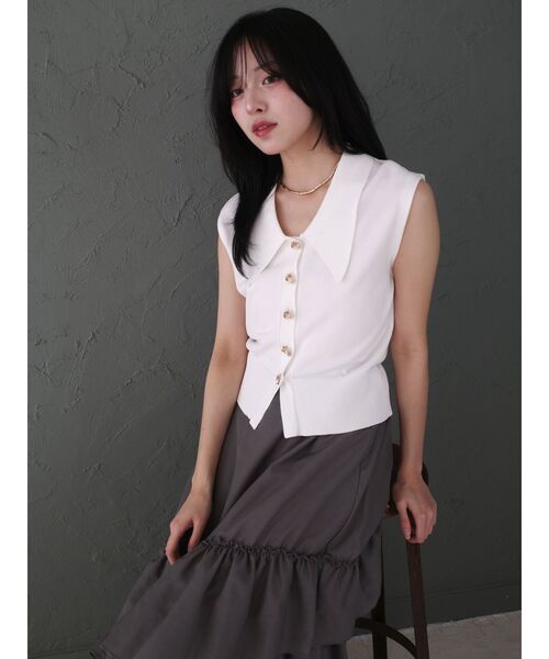 LAGUNAMOON(ラグナムーン)の「ニット×ティアードスカートドッキングワンピース 【夏服】【オフィスカジュアル】(ワンピース・レディース・ブラック/ホワイト・SMALL/MEDIUM)」の15枚目の写真