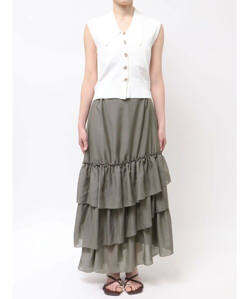 LAGUNAMOON(ラグナムーン)の「ニット×ティアードスカートドッキングワンピース 【夏服】【オフィスカジュアル】(ワンピース・レディース・ブラック/ホワイト・SMALL/MEDIUM)」の19枚目の写真
