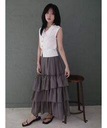 ニット×ティアードスカートドッキングワンピース 【夏服】【オフィスカジュアル】