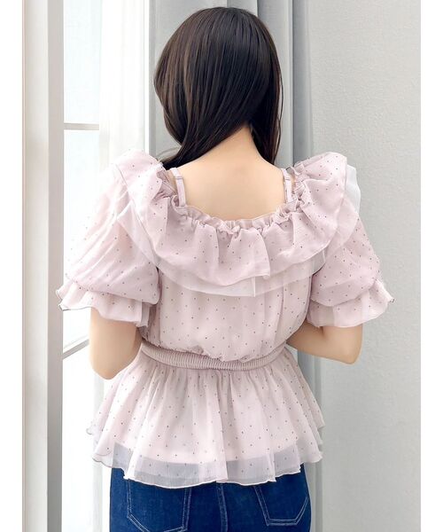 dazzlin（ダズリン）の「シアーペプラムボリュームオフショルトップス（シャツ/ブラウス・レディース・アイボリー/その他1/ブルー/ピンク/ライム・FREE）」の7枚目の写真