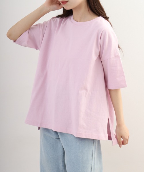 OMNES（オムネス）の「超撥水加工 ワイド半袖Tシャツ（Tシャツ/カットソー・レディース・ピンク・FREE）」の2枚目の写真
