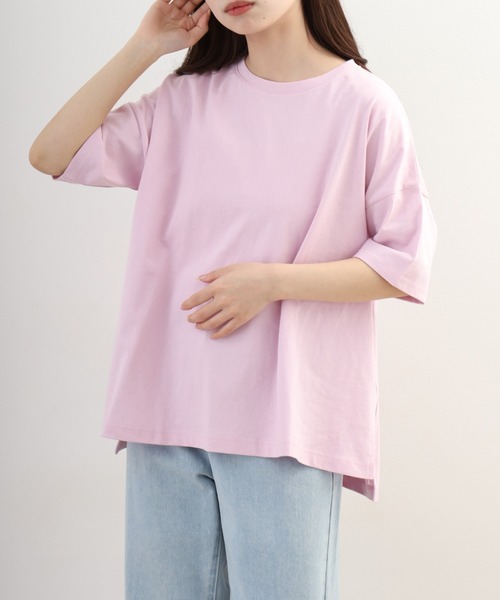 OMNES（オムネス）の「超撥水加工 ワイド半袖Tシャツ（Tシャツ/カットソー・レディース・ピンク・FREE）」の3枚目の写真