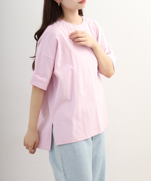 OMNES（オムネス）の「超撥水加工 ワイド半袖Tシャツ（Tシャツ/カットソー・レディース・ピンク・FREE）」の4枚目の写真