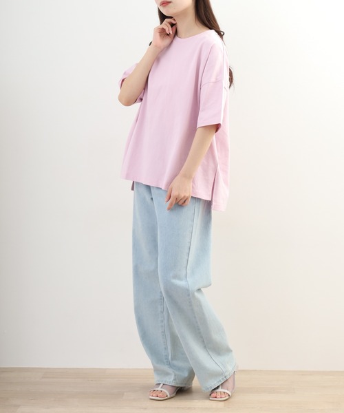 OMNES（オムネス）の「超撥水加工 ワイド半袖Tシャツ（Tシャツ/カットソー・レディース・ピンク・FREE）」の7枚目の写真