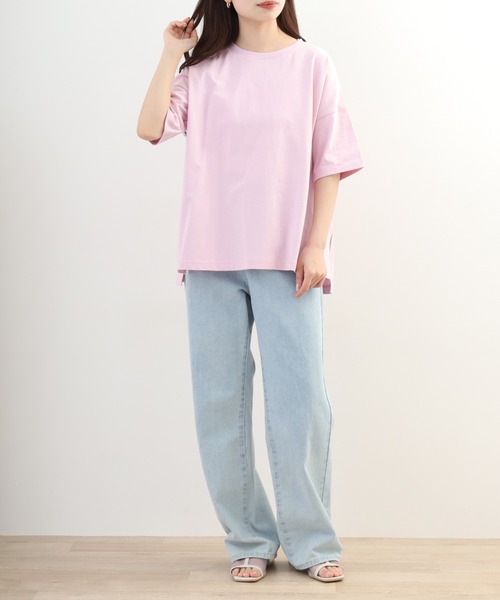 OMNES（オムネス）の「超撥水加工 ワイド半袖Tシャツ（Tシャツ/カットソー・レディース・ピンク・FREE）」の8枚目の写真