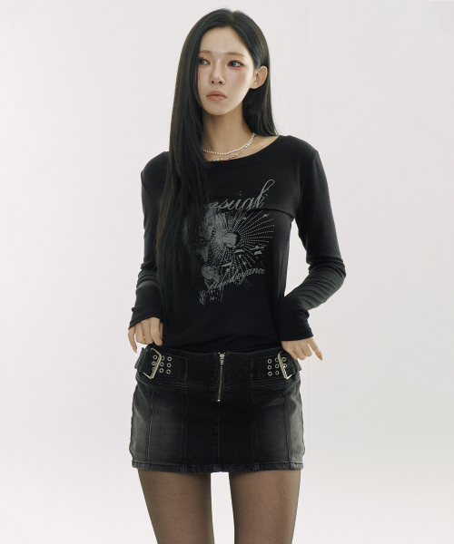 DEFYCLUBROBBERS(ディファイクラブロバース)の「センシュアルフランボヤンス フェミニンボートネックロングスリーブ (ブラック)(Tシャツ/カットソー・レディース・その他・OS)」の3枚目の写真