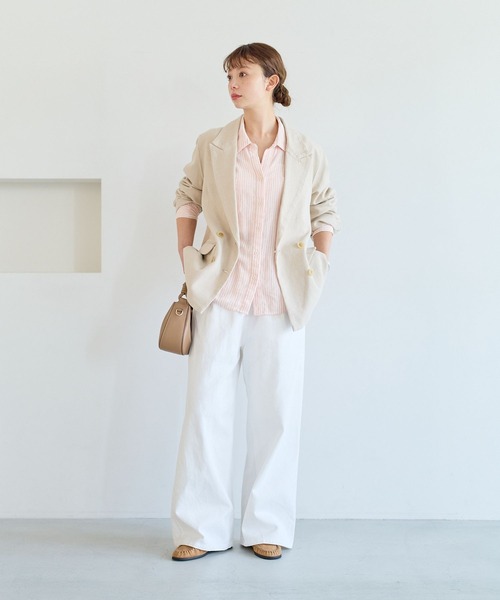 BAYFLOW（ベイフロー）の「[ふんわり柔らかな肌当たり]リネンシャツ（シャツ/ブラウス・レディース・ネイビー/ブラウン/ピンク/オフホワイト/イエロー・MEDIUM/SMALL）」の17枚目の写真