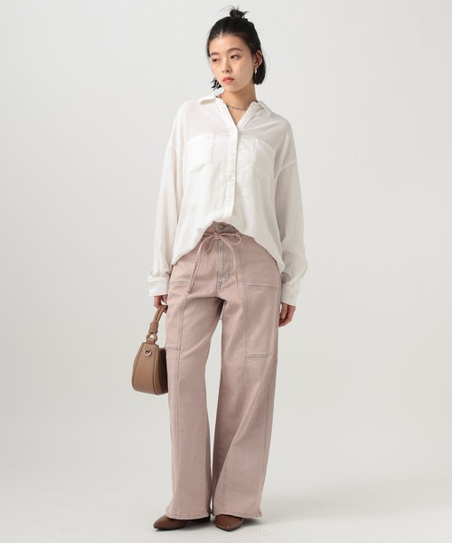 BAYFLOW（ベイフロー）の「[ふんわり柔らかな肌当たり]リネンシャツ（シャツ/ブラウス・レディース・ネイビー/ブラウン/ピンク/オフホワイト/イエロー・MEDIUM/SMALL）」の19枚目の写真