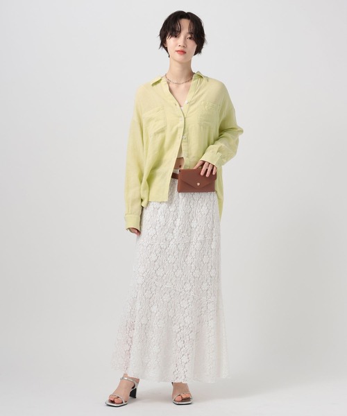 BAYFLOW（ベイフロー）の「[ふんわり柔らかな肌当たり]リネンシャツ（シャツ/ブラウス・レディース・ネイビー/ブラウン/ピンク/オフホワイト/イエロー・MEDIUM/SMALL）」の10枚目の写真