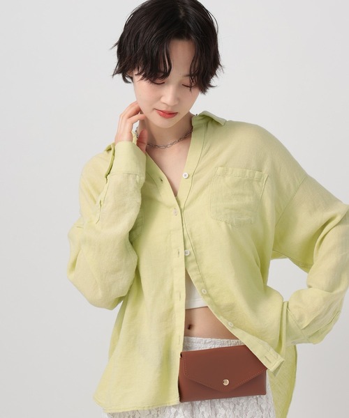 BAYFLOW（ベイフロー）の「[ふんわり柔らかな肌当たり]リネンシャツ（シャツ/ブラウス・レディース・ネイビー/ブラウン/ピンク/オフホワイト/イエロー・MEDIUM/SMALL）」の11枚目の写真