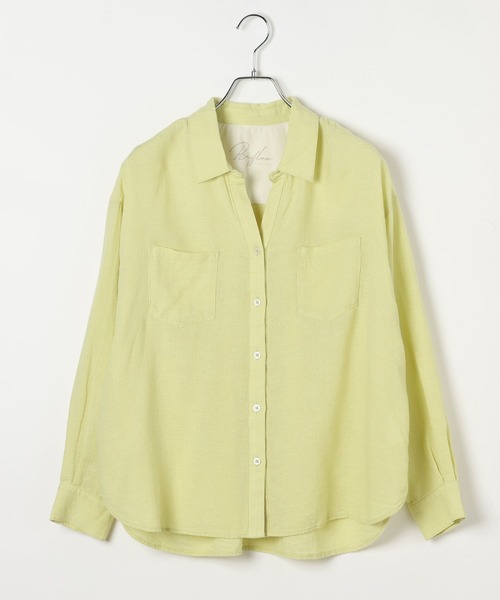 BAYFLOW（ベイフロー）の「[ふんわり柔らかな肌当たり]リネンシャツ（シャツ/ブラウス・レディース・ネイビー/ブラウン/ピンク/オフホワイト/イエロー・MEDIUM/SMALL）」の16枚目の写真