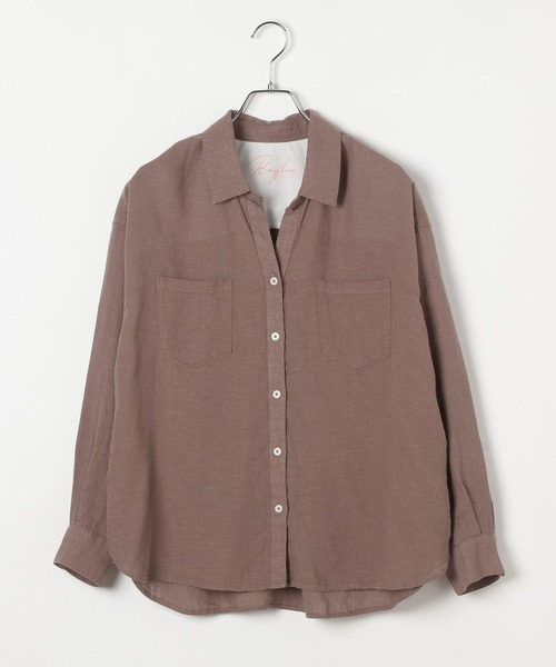 BAYFLOW（ベイフロー）の「[ふんわり柔らかな肌当たり]リネンシャツ（シャツ/ブラウス・レディース・ネイビー/ブラウン/ピンク/オフホワイト/イエロー・MEDIUM/SMALL）」の15枚目の写真