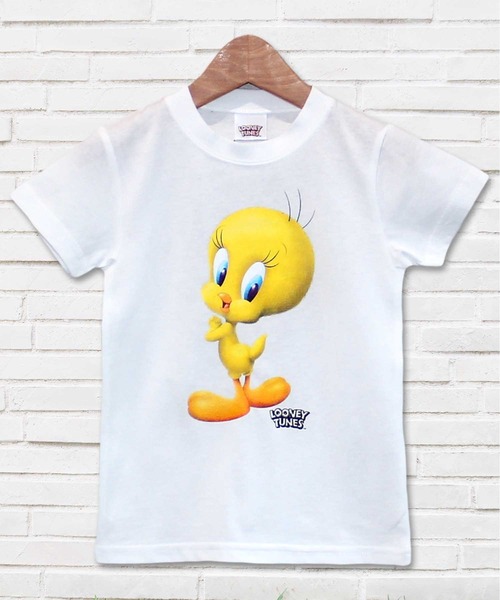 Universal Style Wear(ユニバーサルスタイルウェア)の「LOONEY TUNES トゥイーティープリント半袖Tシャツ(Tシャツ/カットソー・キッズ・ミント/モカ/杢グレー/オフホワイト/チャコールグレー/ラベンダー・140cm/130cm/120cm/160cm/150cm)」の2枚目の写真