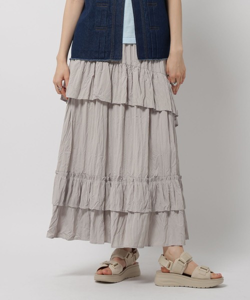 niko and...（ニコアンド）の「ワッシャーティアードスカート（スカート・レディース・カーキ/ブラック/アイボリー・FREE）」の2枚目の写真