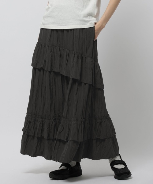 niko and...（ニコアンド）の「ワッシャーティアードスカート（スカート・レディース・カーキ/ブラック/アイボリー・FREE）」の5枚目の写真