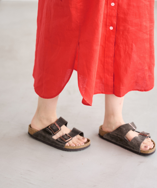 FRAMeWORK（フレームワーク）の「≪一部カラーWEB限定 / 追加≫フレンチリネンシャツワンピース（ワンピース・レディース・ブラック/カーキ/グリーン/レッド/ネイビー・FREE）」の9枚目の写真