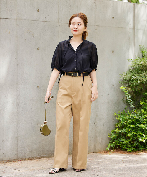 JOURNAL STANDARD(ジャーナルスタンダード)の「《追加》ボイルストライプフリル襟ブラウス(シャツ/ブラウス・レディース・ブラック系その他/ブラック/ブルー系その他・FREE)」の5枚目の写真