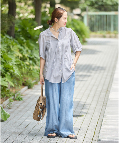 JOURNAL STANDARD(ジャーナルスタンダード)の「《追加》ボイルストライプフリル襟ブラウス(シャツ/ブラウス・レディース・ブラック系その他/ブラック/ブルー系その他・FREE)」の8枚目の写真