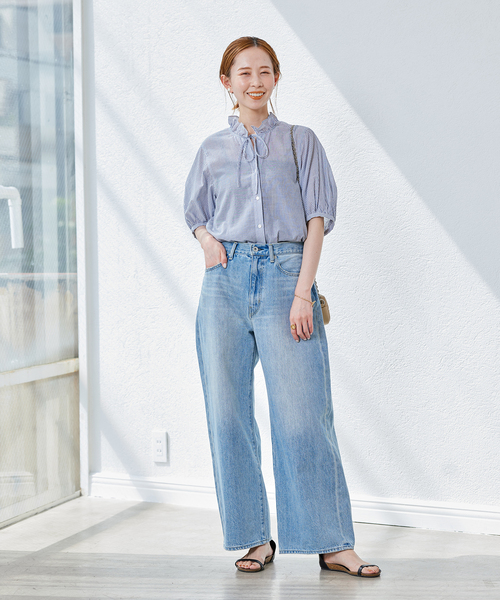JOURNAL STANDARD(ジャーナルスタンダード)の「《追加》ボイルストライプフリル襟ブラウス(シャツ/ブラウス・レディース・ブラック系その他/ブラック/ブルー系その他・FREE)」の9枚目の写真