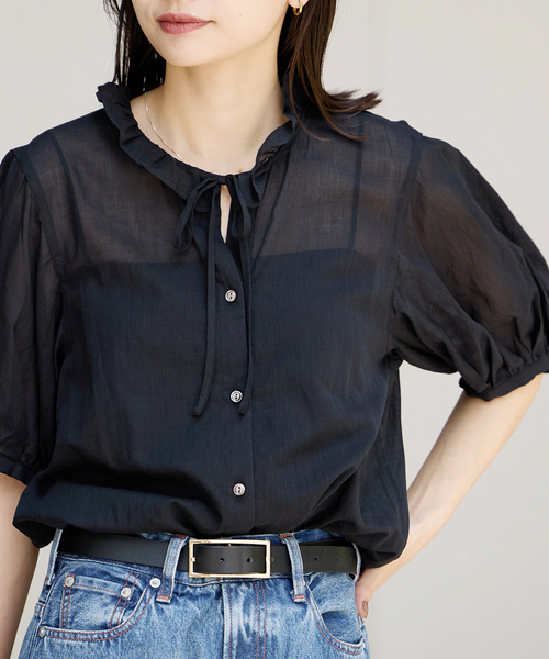 JOURNAL STANDARD(ジャーナルスタンダード)の「《追加》ボイルストライプフリル襟ブラウス(シャツ/ブラウス・レディース・ブラック系その他/ブラック/ブルー系その他・FREE)」の15枚目の写真