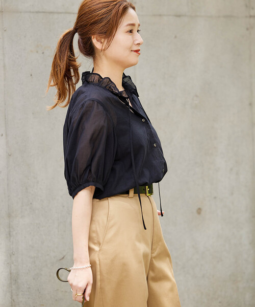 JOURNAL STANDARD(ジャーナルスタンダード)の「《追加》ボイルストライプフリル襟ブラウス(シャツ/ブラウス・レディース・ブラック系その他/ブラック/ブルー系その他・FREE)」の17枚目の写真