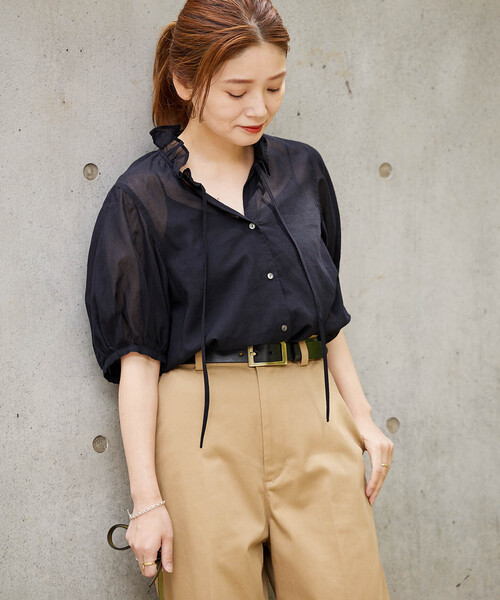 JOURNAL STANDARD(ジャーナルスタンダード)の「《追加》ボイルストライプフリル襟ブラウス(シャツ/ブラウス・レディース・ブラック系その他/ブラック/ブルー系その他・FREE)」の18枚目の写真