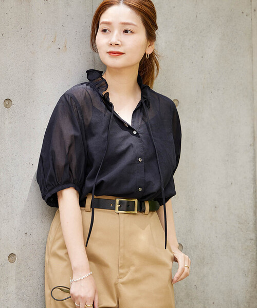 JOURNAL STANDARD(ジャーナルスタンダード)の「《追加》ボイルストライプフリル襟ブラウス(シャツ/ブラウス・レディース・ブラック系その他/ブラック/ブルー系その他・FREE)」の19枚目の写真