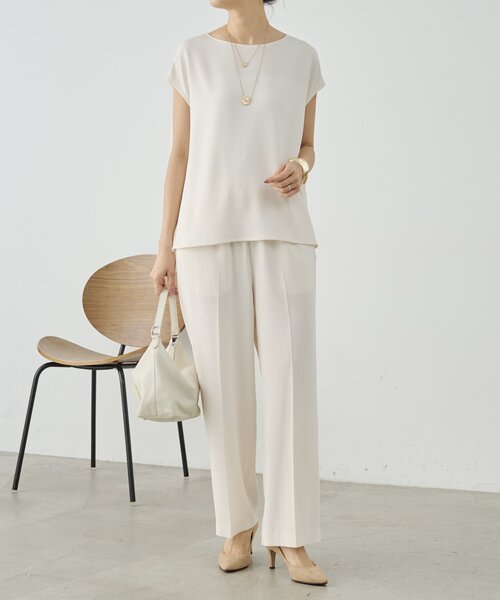 LIVETART（リヴェタート）の「バックサテンイージーパンツ《LIVETART》（その他パンツ・レディース・アイボリー/ブラック・0/1）」の9枚目の写真