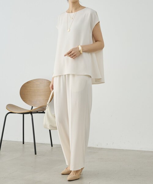 LIVETART（リヴェタート）の「バックサテンイージーパンツ《LIVETART》（その他パンツ・レディース・アイボリー/ブラック・0/1）」の10枚目の写真