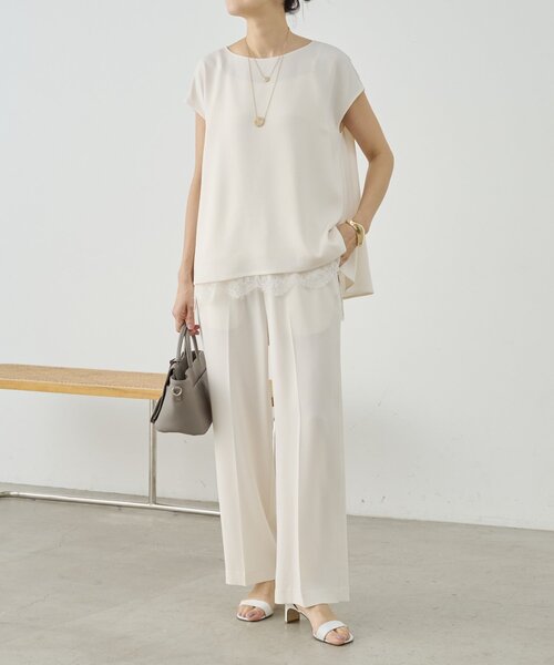 LIVETART（リヴェタート）の「バックサテンイージーパンツ《LIVETART》（その他パンツ・レディース・アイボリー/ブラック・0/1）」の12枚目の写真