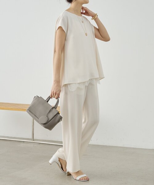 LIVETART（リヴェタート）の「バックサテンイージーパンツ《LIVETART》（その他パンツ・レディース・アイボリー/ブラック・0/1）」の13枚目の写真