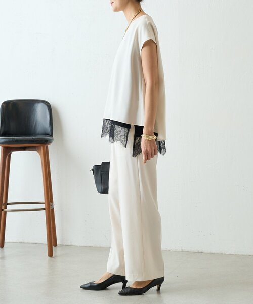 LIVETART（リヴェタート）の「バックサテンイージーパンツ《LIVETART》（その他パンツ・レディース・アイボリー/ブラック・0/1）」の15枚目の写真