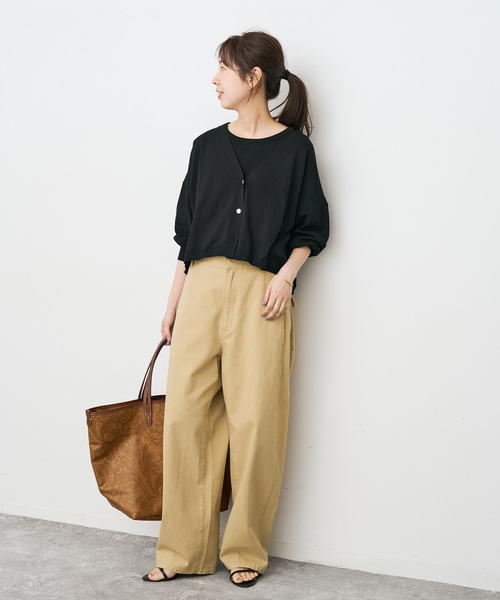 Spick & Span（スピックアンドスパン）の「《手洗い可 / 》2枚SETアンサンブルニット（アンサンブル・レディース・ホワイト/ブラック/カーキ・FREE）」の5枚目の写真