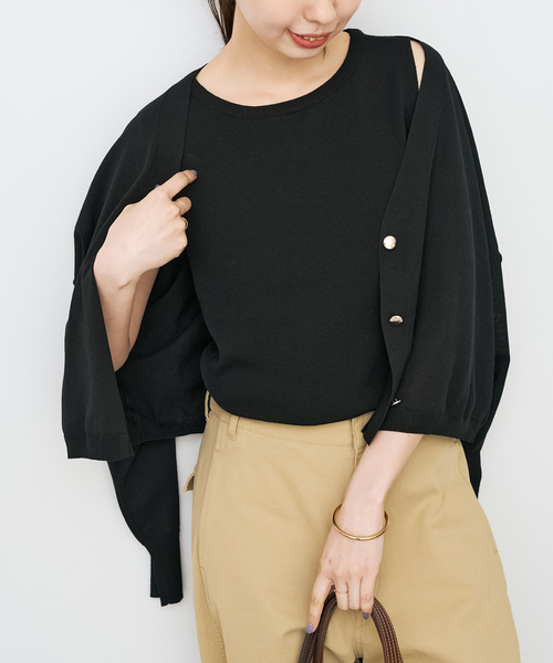 Spick & Span（スピックアンドスパン）の「《手洗い可 / 》2枚SETアンサンブルニット（アンサンブル・レディース・ホワイト/ブラック/カーキ・FREE）」の11枚目の写真