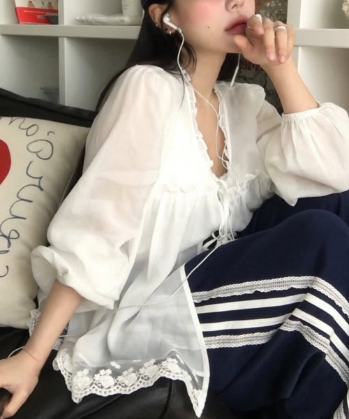 Mela（メラ）の「シアーレースブラウス（シャツ/ブラウス・レディース・ホワイト・FREE）」の9枚目の写真