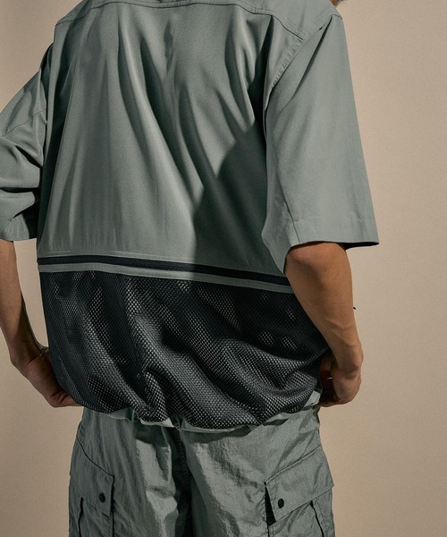 NUMERALS（ヌメラルズ）の「[NUMERALS]BAND COLLAR SHORT-SLEEVED SHIRT（シャツ/ブラウス・メンズ・ブルー/ブラック/カーキ・MEDIUM/LARGE）」の16枚目の写真
