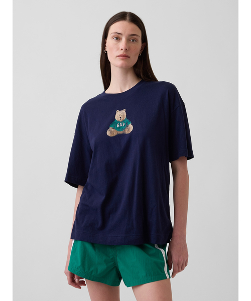 GAP(ギャップ)の「オーバーサイズ ブラナンベア GAPロゴTシャツ(Tシャツ/カットソー・レディース・グレー/ネイビー・XXS/XL/L/M/S/XS)」の2枚目の写真
