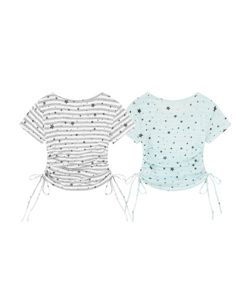 HOOK(フック)の「HOOK for girls 星柄 サイドギャザーリボン 半袖Tシャツ (SS)(Tシャツ/カットソー・レディース・グレー/グリーン・FREE)」の4枚目の写真
