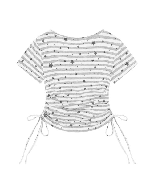 HOOK(フック)の「HOOK for girls 星柄 サイドギャザーリボン 半袖Tシャツ (SS)(Tシャツ/カットソー・レディース・グレー/グリーン・FREE)」の5枚目の写真