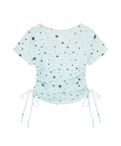 HOOK(フック)の「HOOK for girls 星柄 サイドギャザーリボン 半袖Tシャツ (SS)(Tシャツ/カットソー・レディース・グレー/グリーン・FREE)」の6枚目の写真