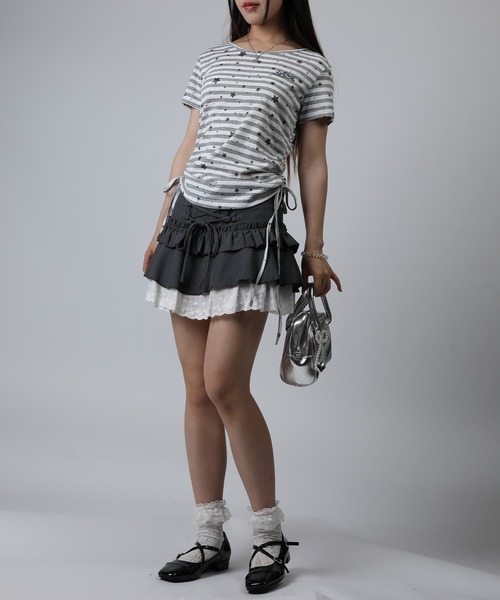 HOOK(フック)の「HOOK for girls 星柄 サイドギャザーリボン 半袖Tシャツ (SS)(Tシャツ/カットソー・レディース・グレー/グリーン・FREE)」の22枚目の写真